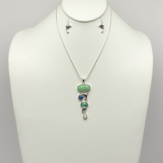 Dolphin and Stones Necklace Set