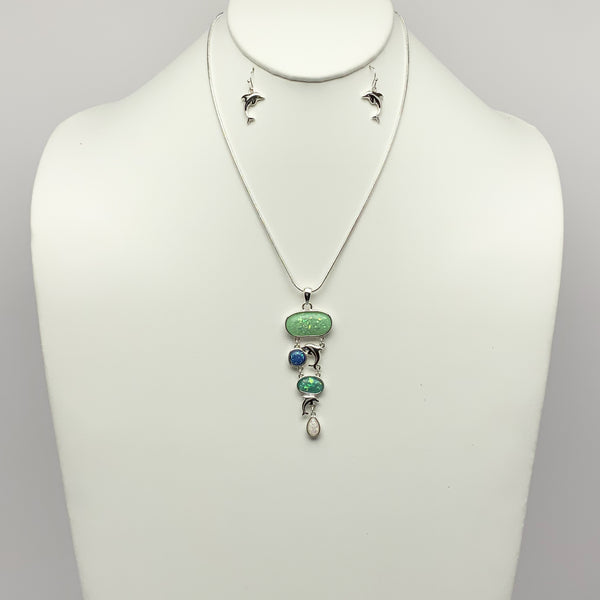 Dolphin and Stones Necklace Set