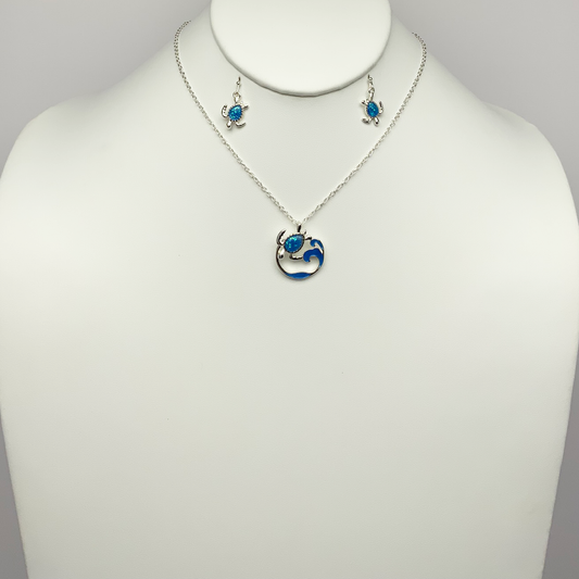 Turtle and Wave Necklace Set