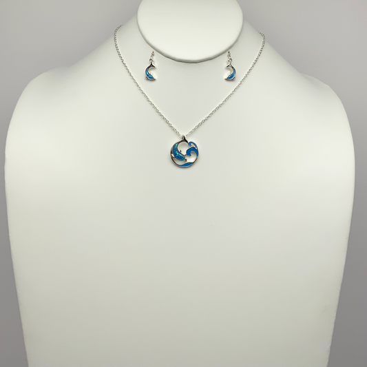 Dolphin and Waves Necklace Set