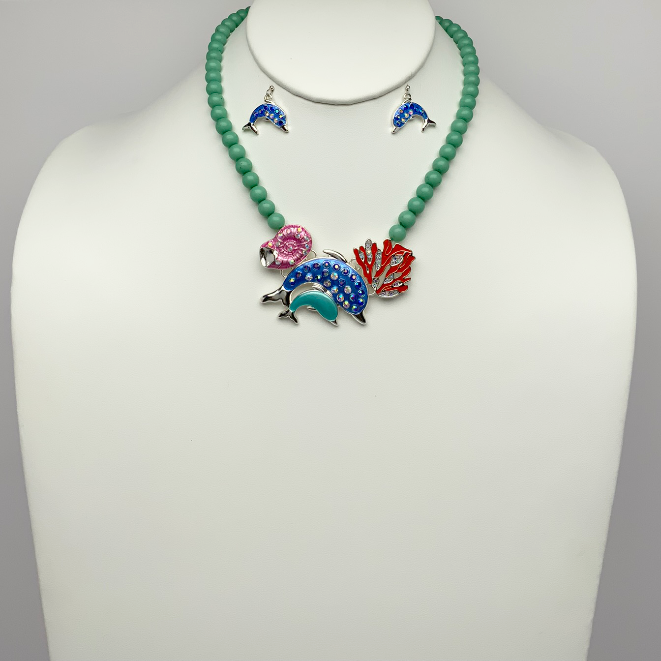 Coral and Dolphin Necklace Set