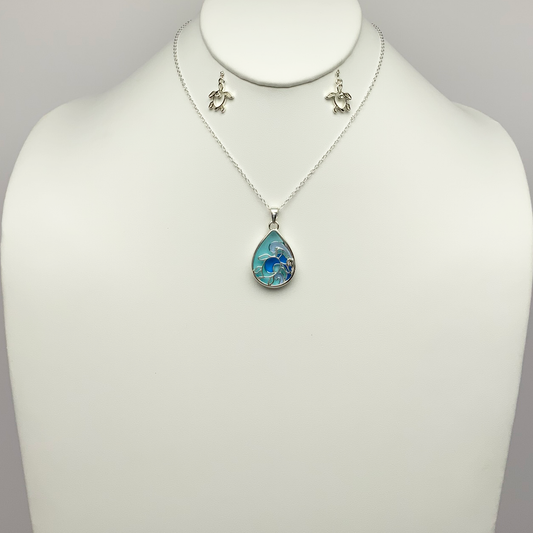 Waves and Turtles Necklace Set