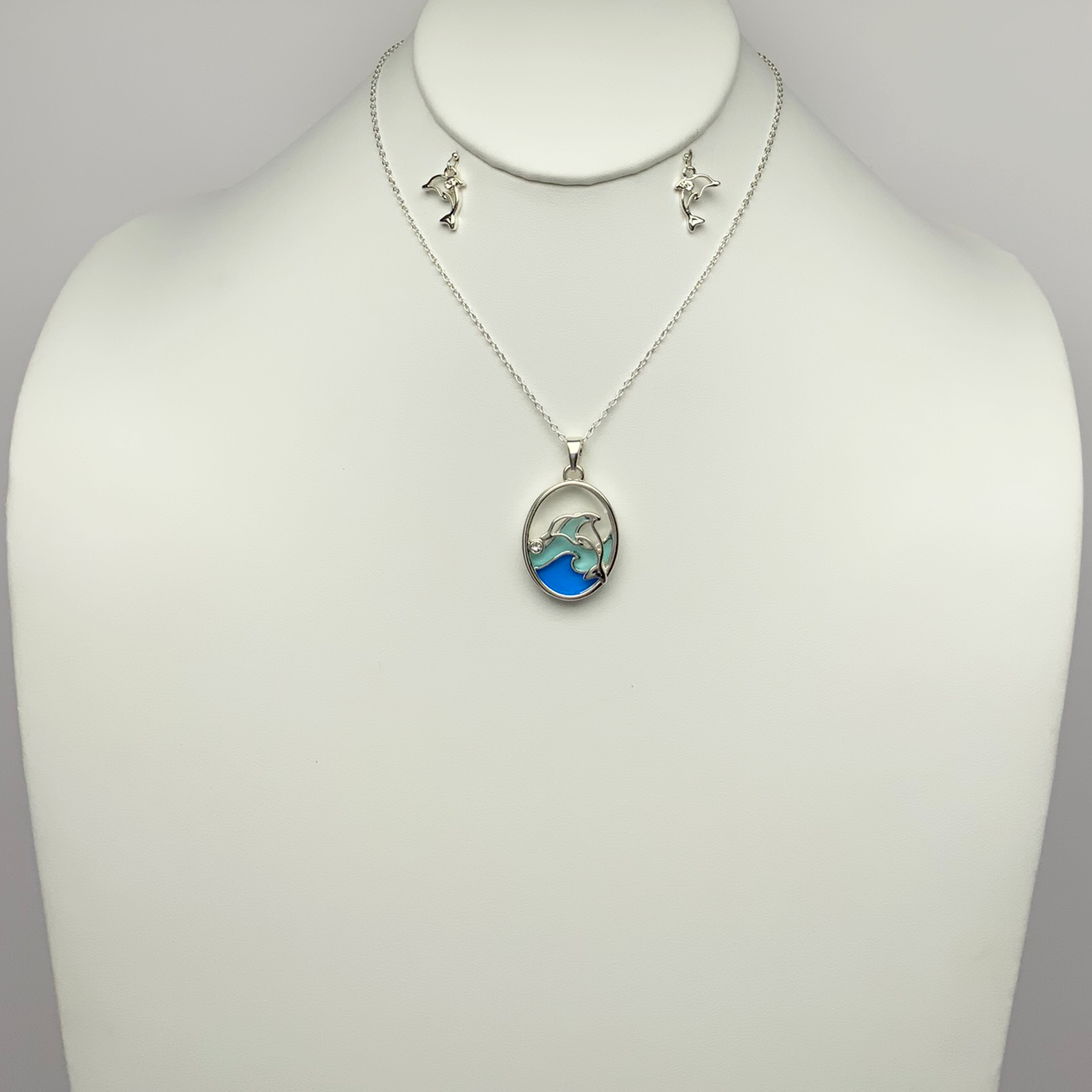 Dolphin and Waves Necklace Set