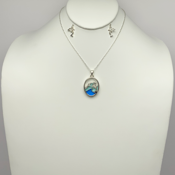 Dolphin and Waves Necklace Set