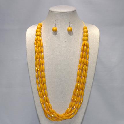 Lucite Tube Bead Necklace Set