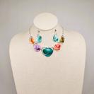 Enamel and Metal Bin Style Necklace Set