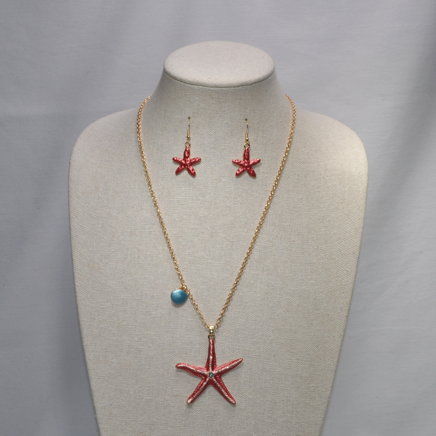 Long Enamel Starfish Necklace set