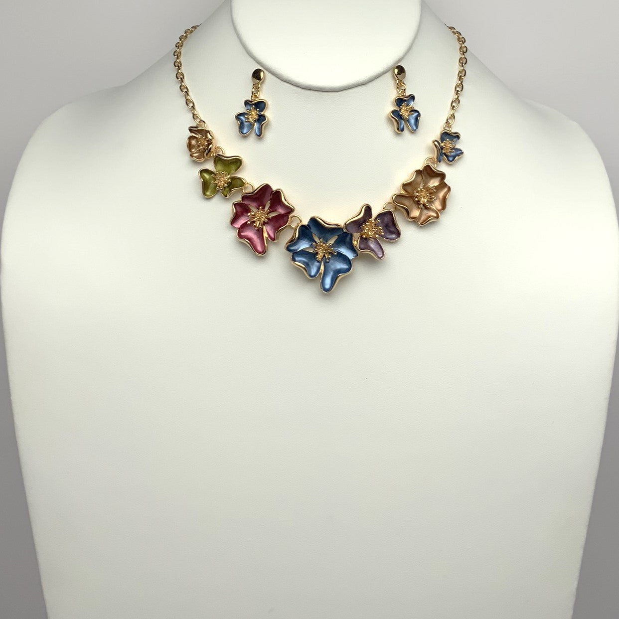 Floral Drop Necklace Set