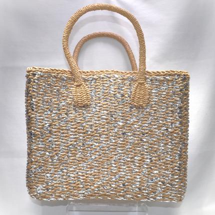 Square Straw and Silver Purse