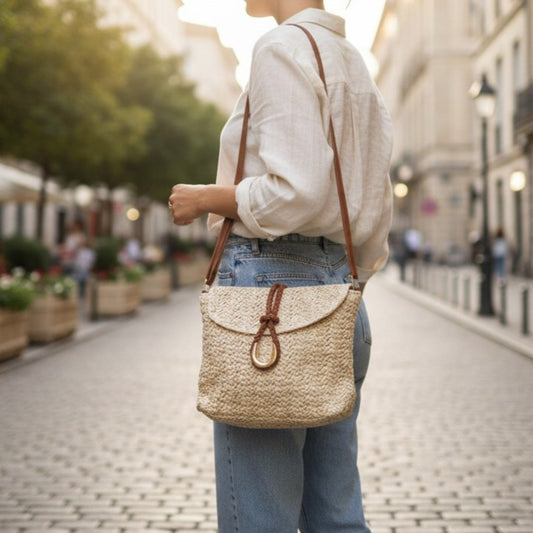 Wicker Crochet Messenger Rope Tie Purse