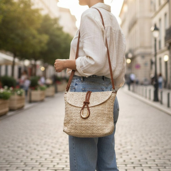 Wicker Crochet Messenger Rope Tie Purse