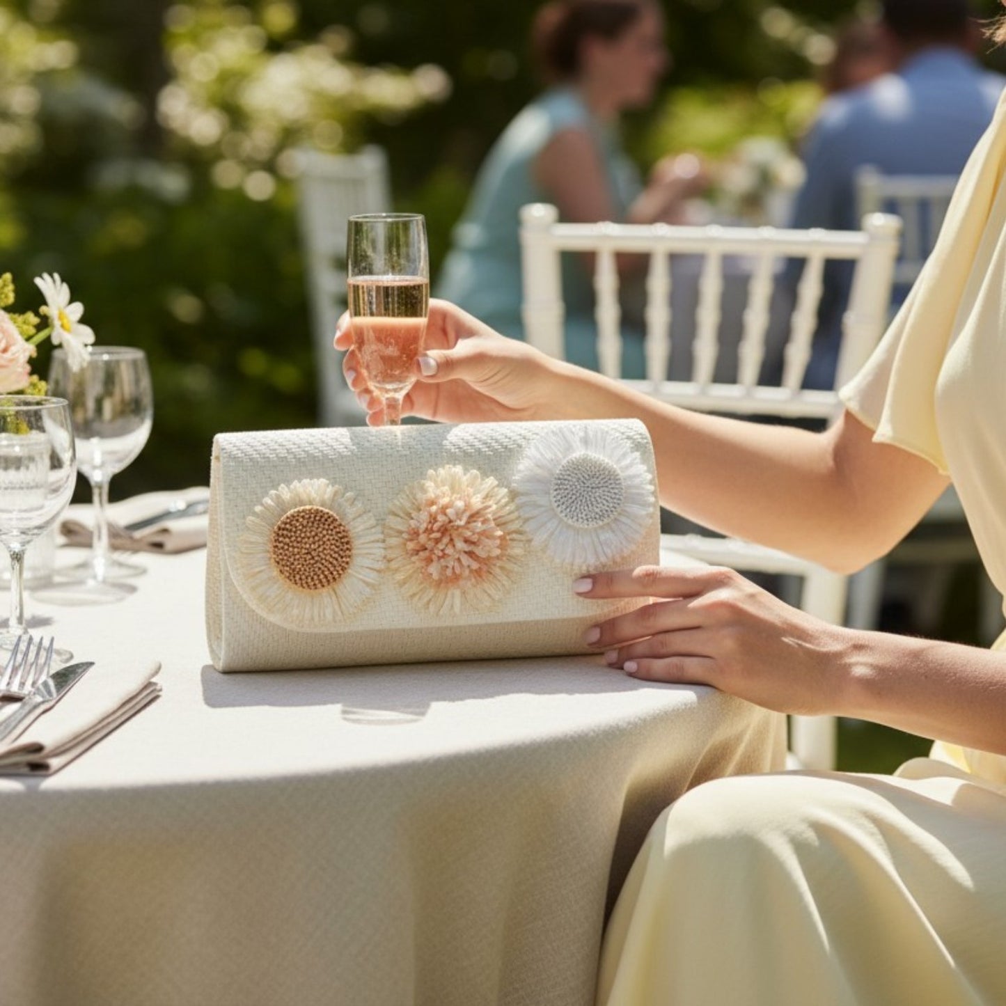 Twine Three Flower Clutch Bag