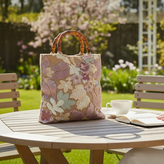 Botanical Sequins Tote Handbag