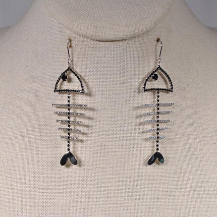 Fish Skeleton Drop Earrings