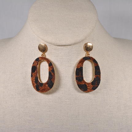 Cheetah Print Oval Earrings