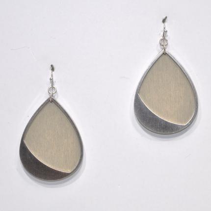 Wood And Metal Teardrop Earrings