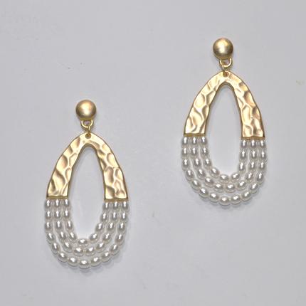 Metal And Pearl Teardrop earrings